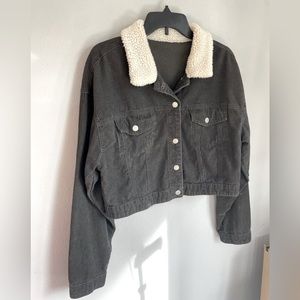 Vintage corduroy trucker jacket w/ faux shearling collar